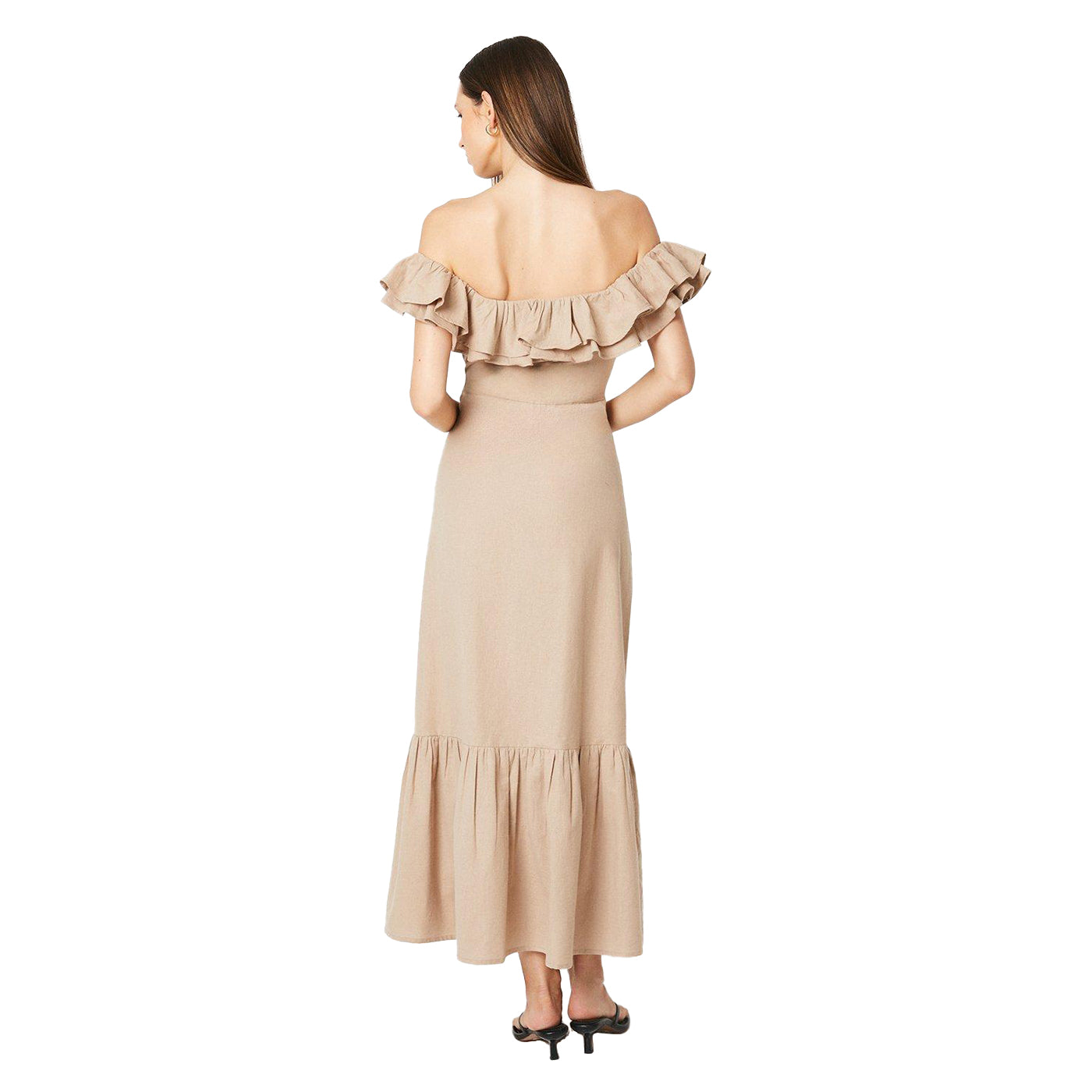 Stone - Back - Dorothy Perkins Womens-Ladies Frill Midi Dress