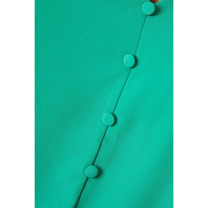 Green - Side - Dorothy Perkins Womens-Ladies Button Shirred Hem Blouse