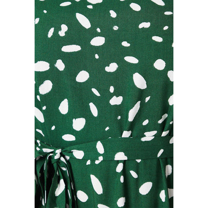 Green - Side - Dorothy Perkins Womens-Ladies Abstract Frill Hem Plus Midi Dress