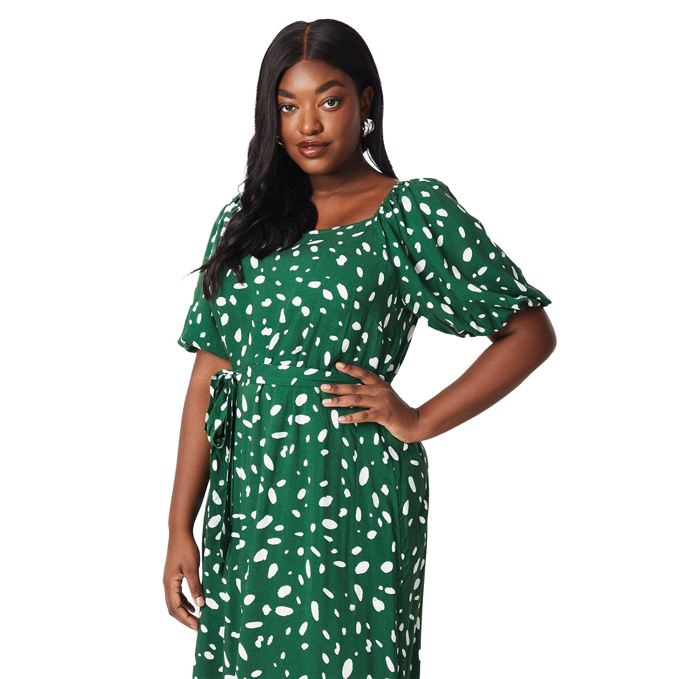 Green - Lifestyle - Dorothy Perkins Womens-Ladies Abstract Frill Hem Plus Midi Dress