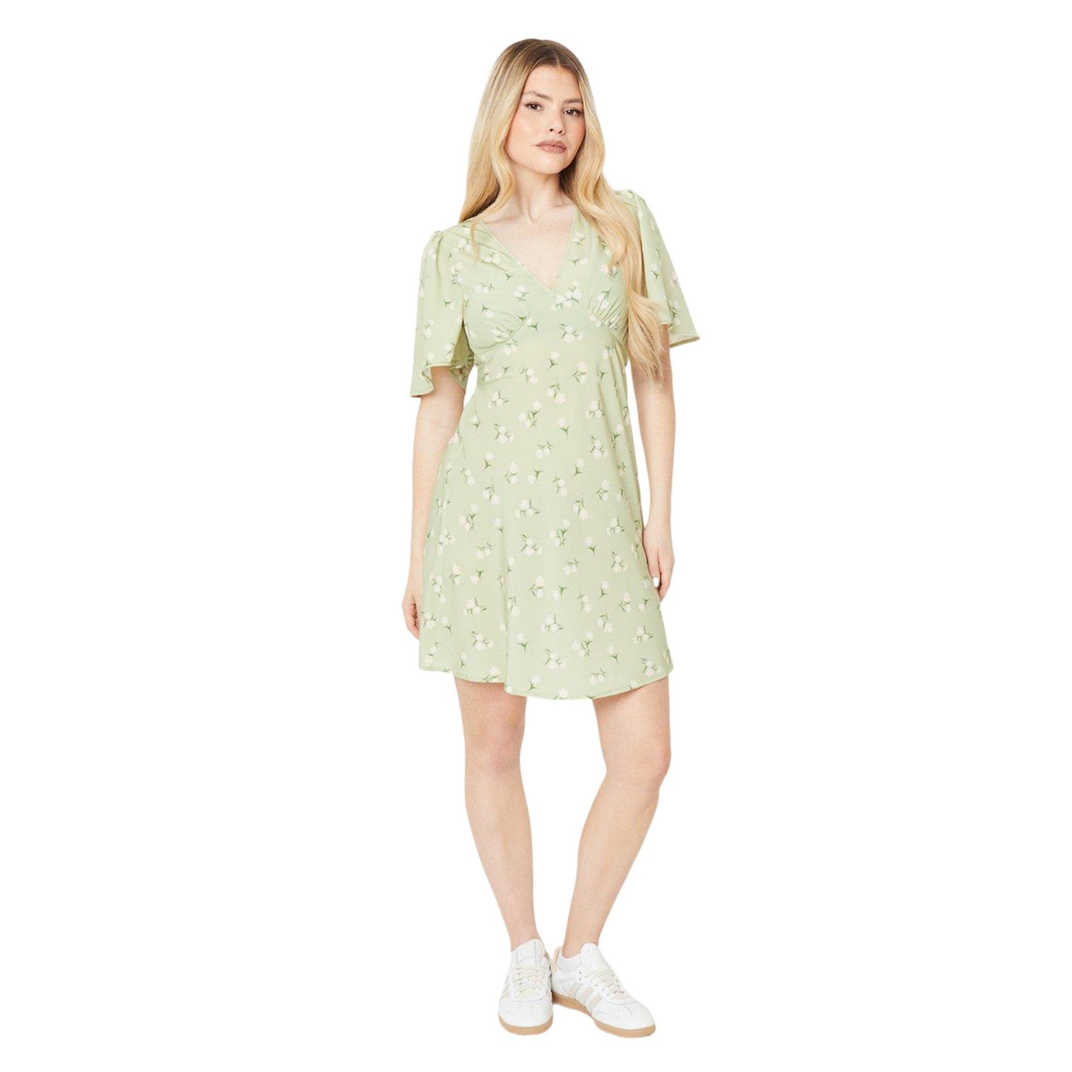 Sage - Side - Dorothy Perkins Womens-Ladies Floral Empire Mini Dress