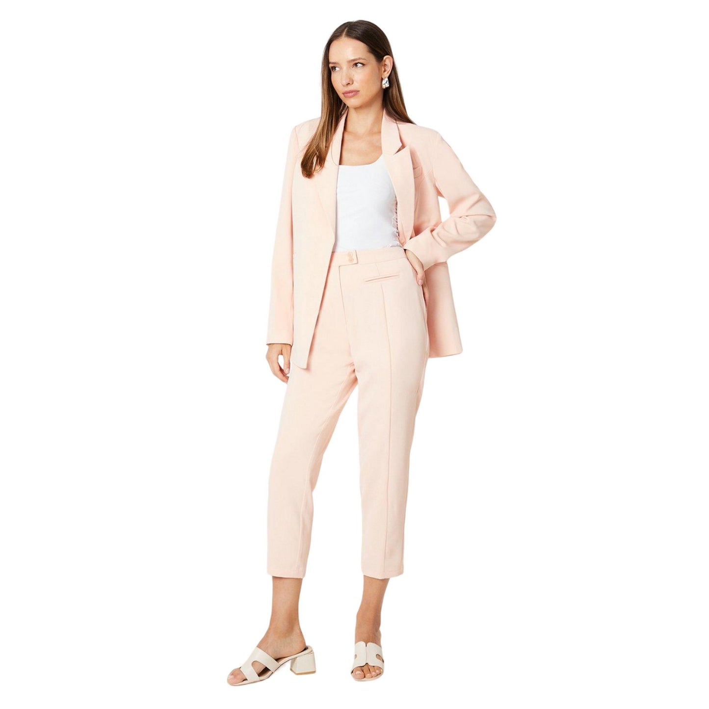 Peach - Side - Dorothy Perkins Womens-Ladies Plain Slim Blazer