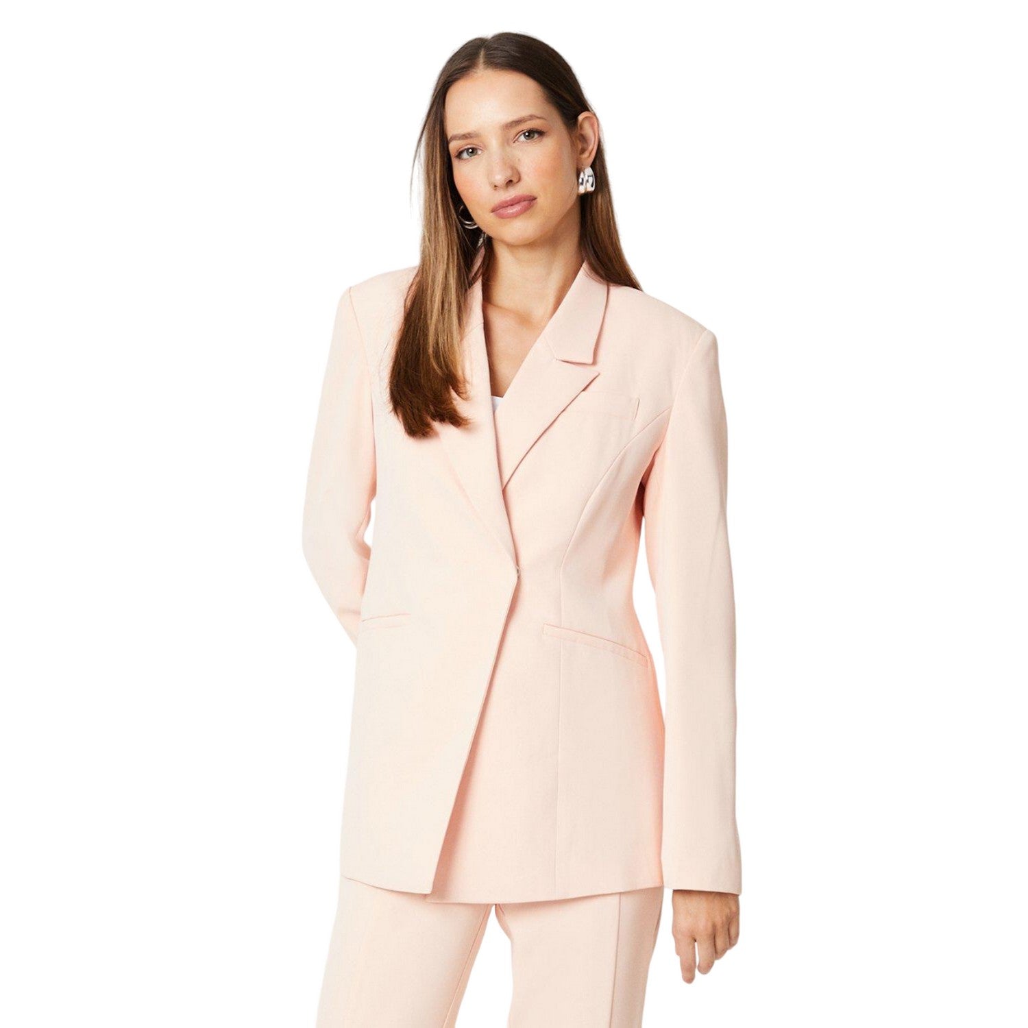 Peach - Front - Dorothy Perkins Womens-Ladies Plain Slim Blazer