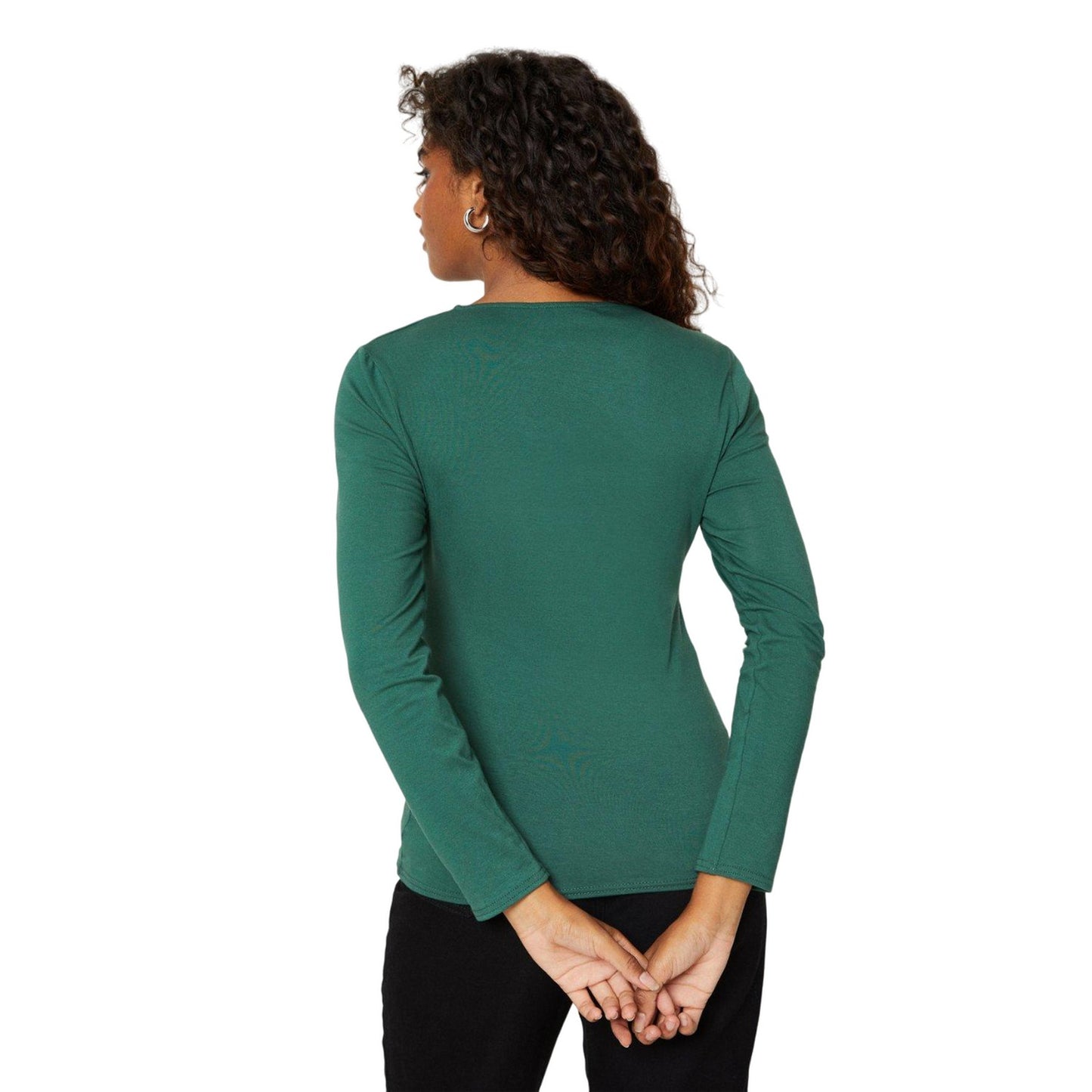 Green - Back - Dorothy Perkins Womens-Ladies Ruched Front Long-Sleeved T-Shirt