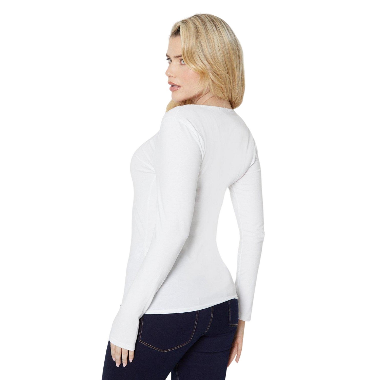 White - Back - Dorothy Perkins Womens-Ladies Ruched Front Long-Sleeved T-Shirt