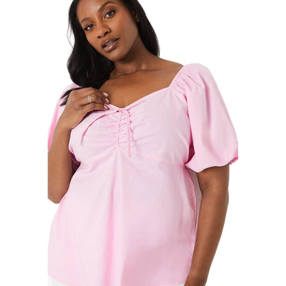 Pink - Side - Dorothy Perkins Womens-Ladies Front Tie Plus Top