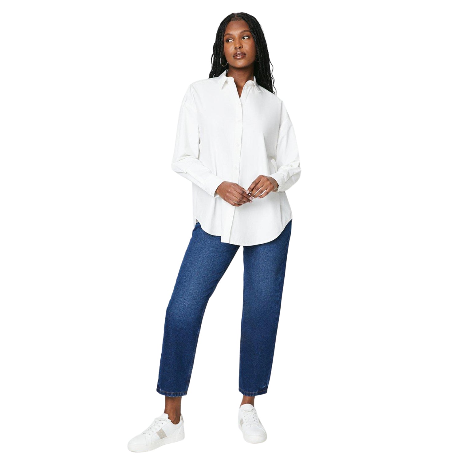 White - Side - Dorothy Perkins Womens-Ladies Collared Long-Sleeved Shirt