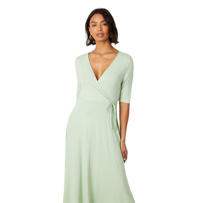 Sage - Side - Dorothy Perkins Womens-Ladies Wrap Short-Sleeved Midi Dress