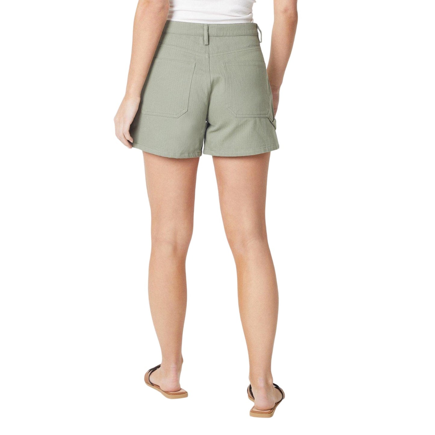 Khaki Green - Back - Dorothy Perkins Womens-Ladies Utility Petite Cargo Shorts