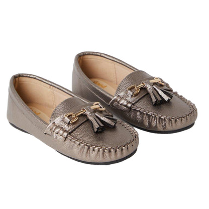 Pewter - Front - Good For The Sole Womens-Ladies Nyla Tassel Wide Loafers