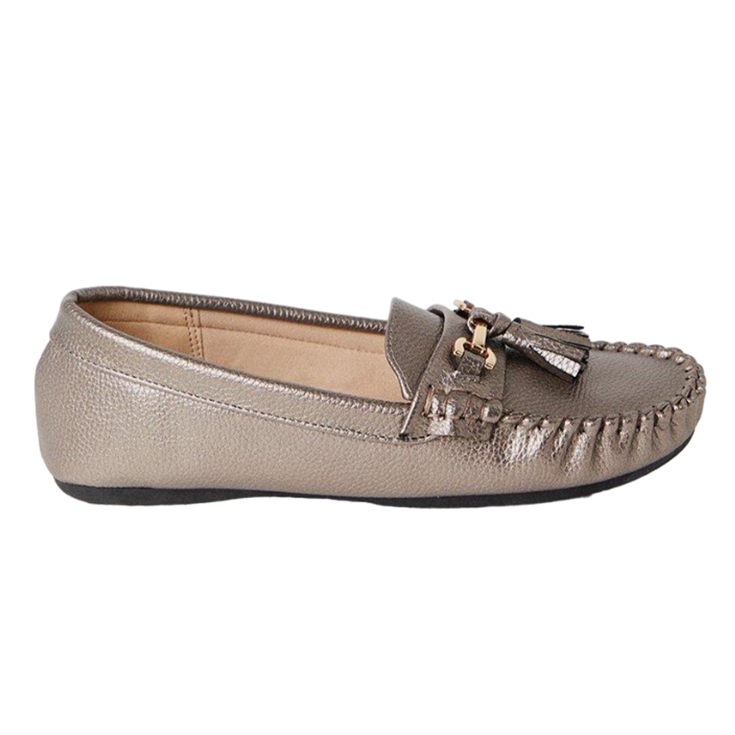 Pewter - Back - Good For The Sole Womens-Ladies Nyla Tassel Wide Loafers