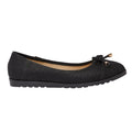 Black - Back - Good For The Sole Womens-Ladies Tam Bow Wide Flat Ballet Shoes