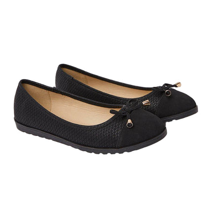 Black - Front - Good For The Sole Womens-Ladies Tam Bow Wide Flat Ballet Shoes