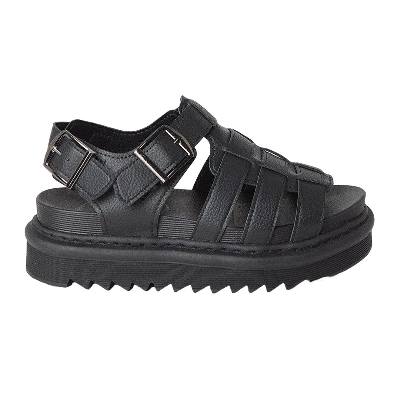 Black - Back - Faith Womens-Ladies Harmoney Milled Faux Leather Sandals