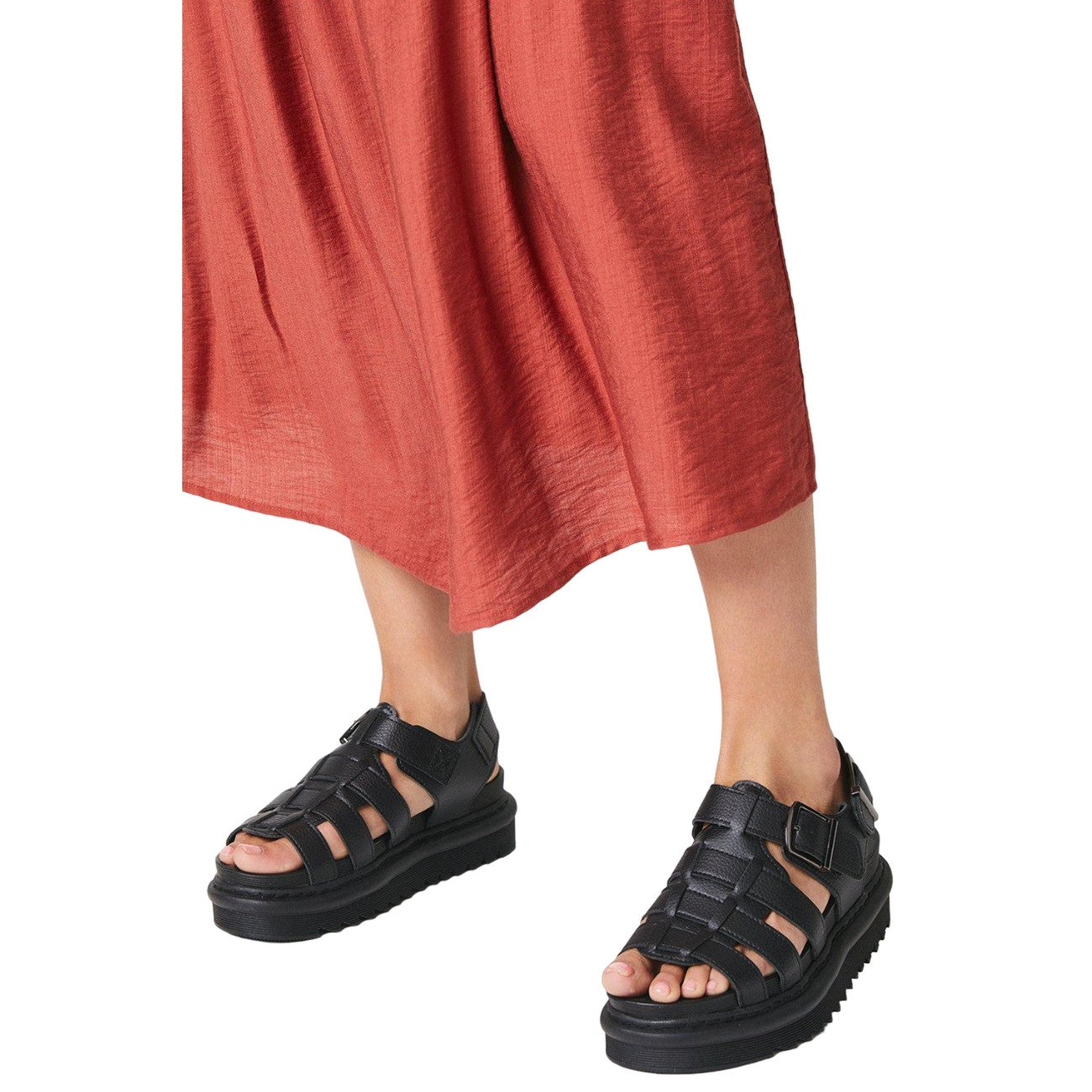 Black - Side - Faith Womens-Ladies Harmoney Milled Faux Leather Sandals