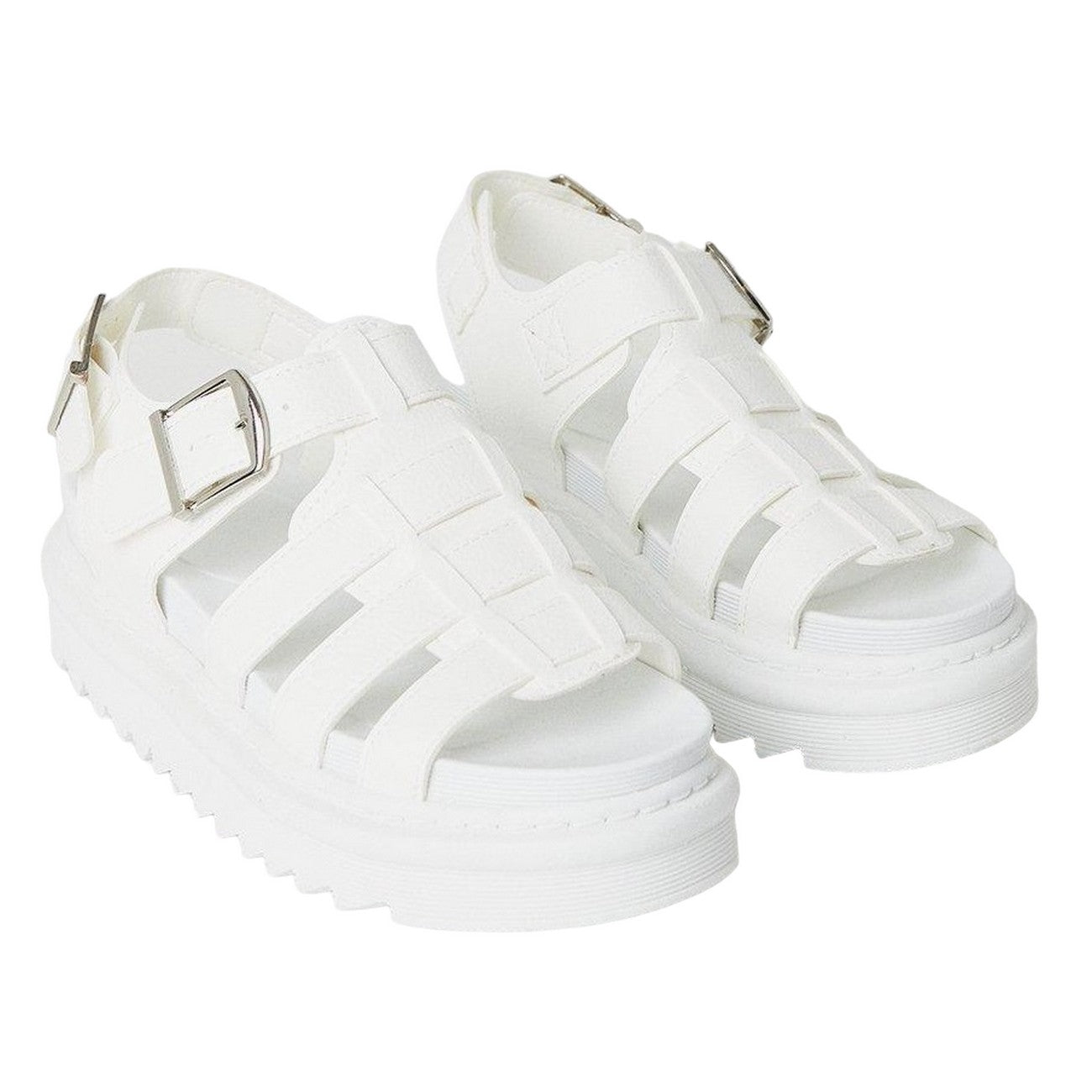 White - Front - Faith Womens-Ladies Harmoney Milled Faux Leather Sandals