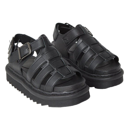 Black - Front - Faith Womens-Ladies Harmoney Milled Faux Leather Sandals