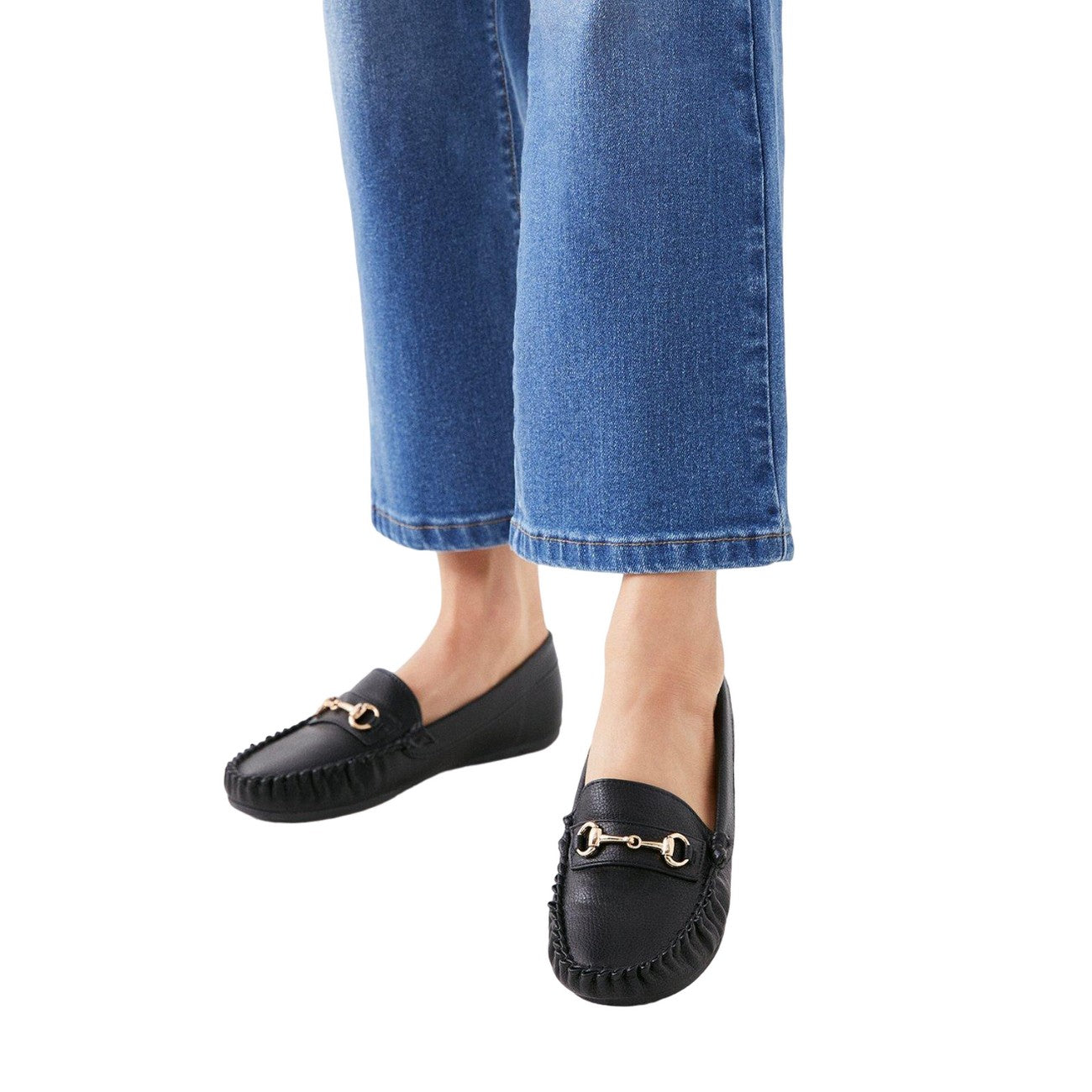 Black - Side - Good For The Sole Womens-Ladies Nina Snaffle Detail Wide Loafers