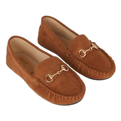 Tan - Front - Good For The Sole Womens-Ladies Nina Snaffle Detail Wide Loafers