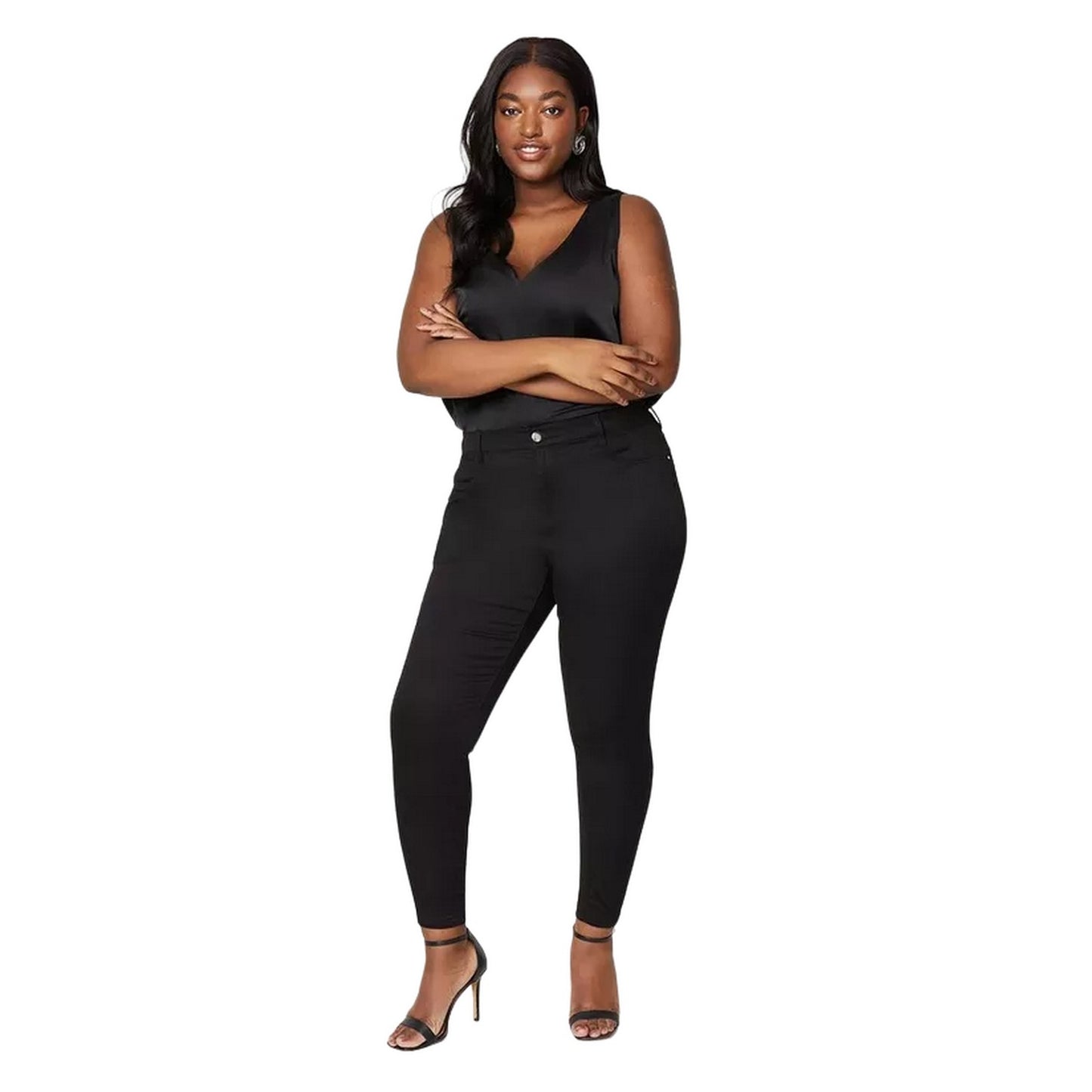 Black - Side - Dorothy Perkins Womens-Ladies Frankie Curve Skinny Ankle Grazer Jeans