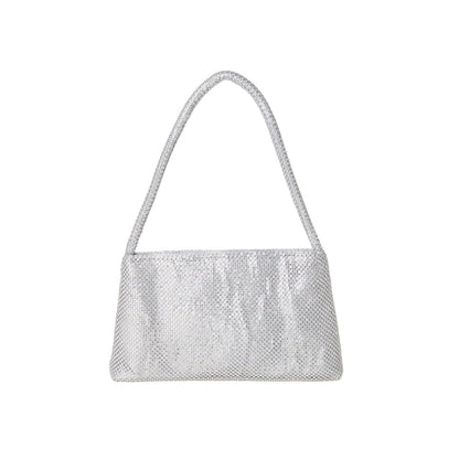 Silver - Front - Dorothy Perkins Womens-Ladies Tasha Diamante Zip Top Shoulder Bag