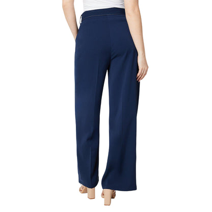 Navy - Back - Dorothy Perkins Womens-Ladies Belt Straight Leg Trousers