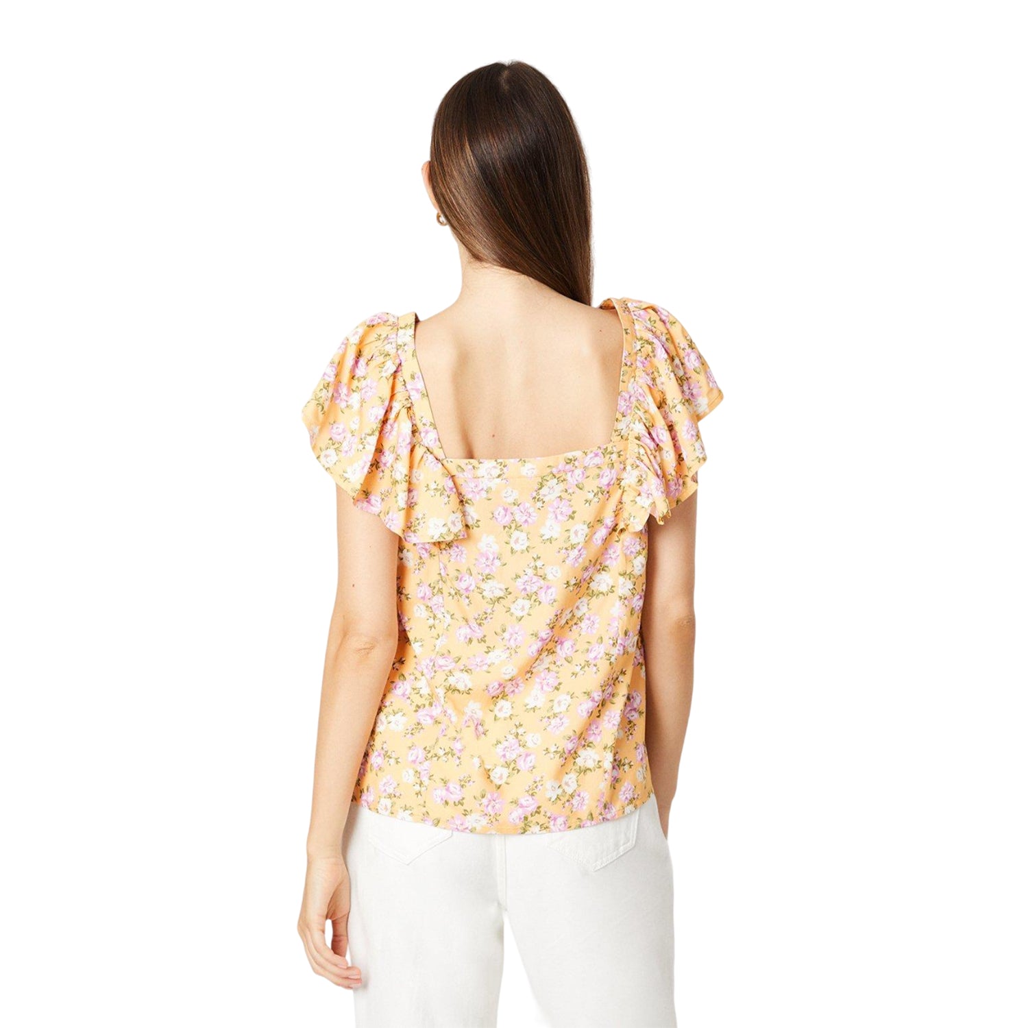 Yellow - Back - Dorothy Perkins Womens-Ladies Floral Frill Blouse
