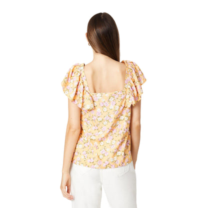 Yellow - Back - Dorothy Perkins Womens-Ladies Floral Frill Blouse