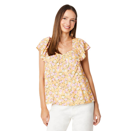 Yellow - Front - Dorothy Perkins Womens-Ladies Floral Frill Blouse