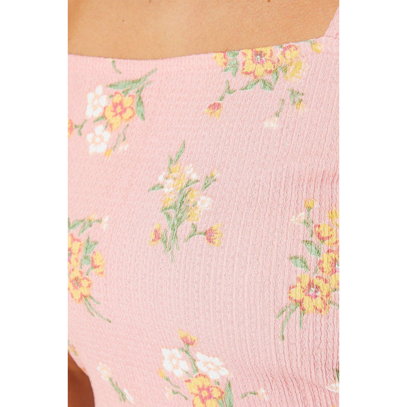 Pink - Side - Dorothy Perkins Womens-Ladies Ditsy Print Square Neck Top