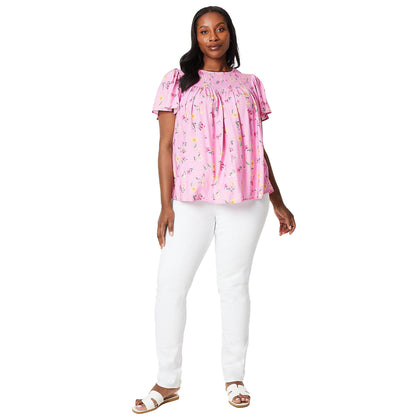 Pink - Lifestyle - Dorothy Perkins Womens-Ladies Ditsy Print Shirred Yoke Plus Blouse