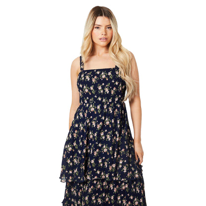 Navy - Lifestyle - Dorothy Perkins Womens-Ladies Tiered Midi Dress
