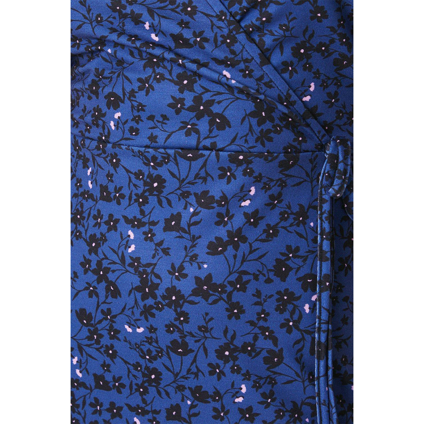 Blue - Side - Dorothy Perkins Womens-Ladies Floral V Neck Petite Short-Sleeved Midi Dress