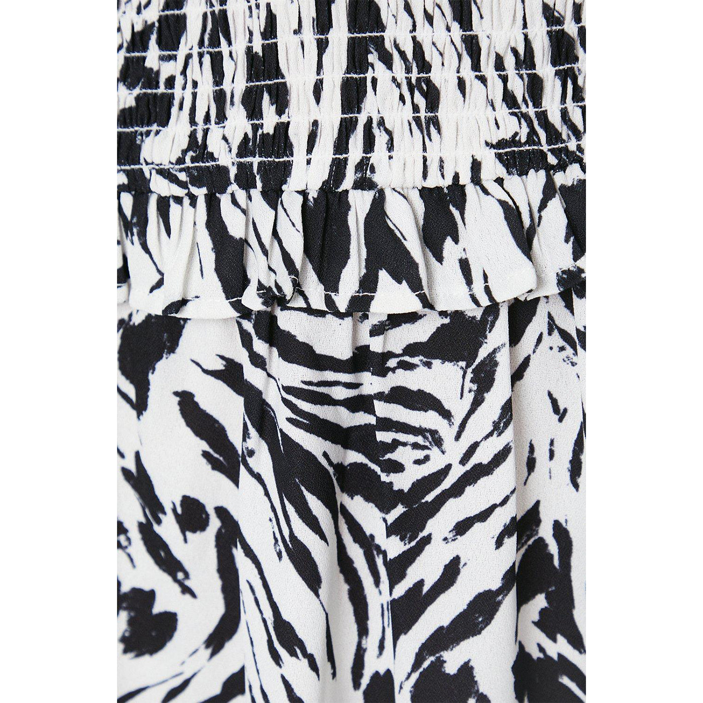 Monochrome - Side - Dorothy Perkins Womens-Ladies Abstract Shirred Bodice Petite Midi Dress