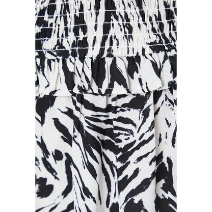 Monochrome - Side - Dorothy Perkins Womens-Ladies Abstract Shirred Bodice Petite Midi Dress