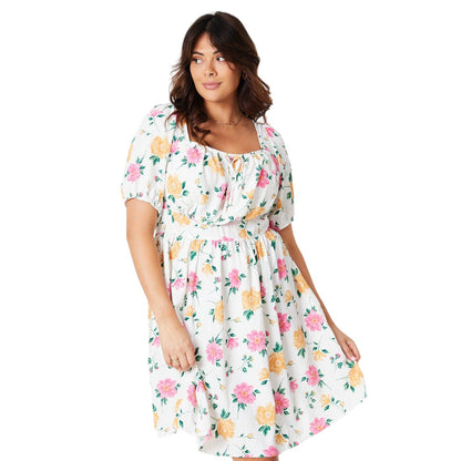 Ivory - Front - Dorothy Perkins Womens-Ladies Front Tie Plus Mini Dress