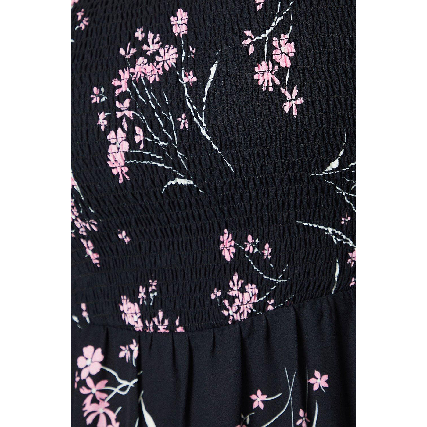Pink - Side - Dorothy Perkins Womens-Ladies Floral Shirred Bodice Plus Midi Dress
