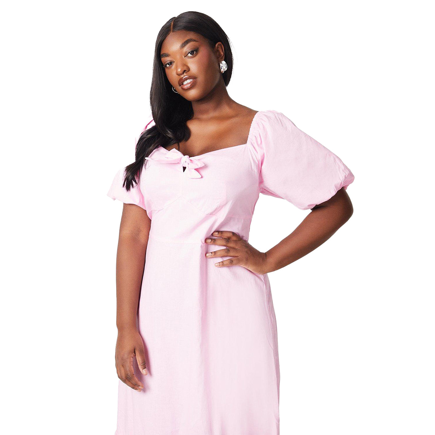 Pink - Lifestyle - Dorothy Perkins Womens-Ladies Tiered Front Tie Plus Midi Dress