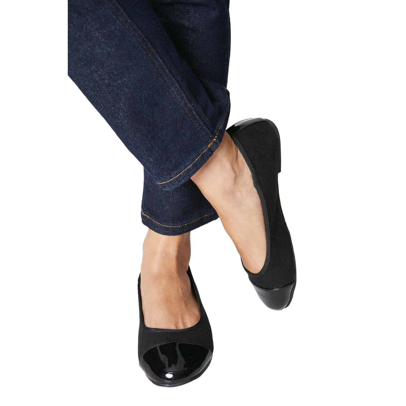 Natural Black - Side - Good For The Sole Womens-Ladies Tilly Wide Pumps