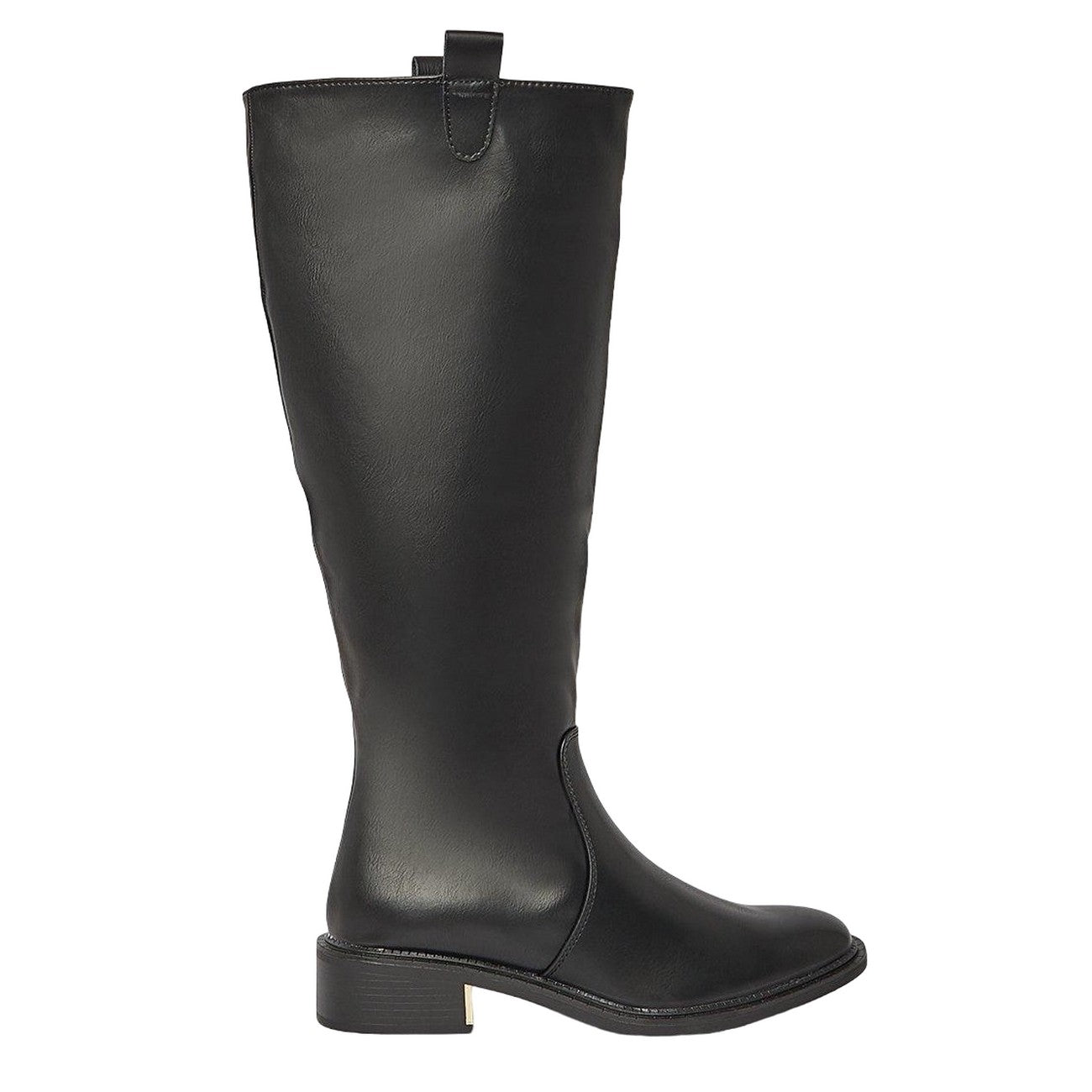 Black - Back - Principles Womens-Ladies Kandy Classic Suedette Knee-High Low Heel Riding Boots