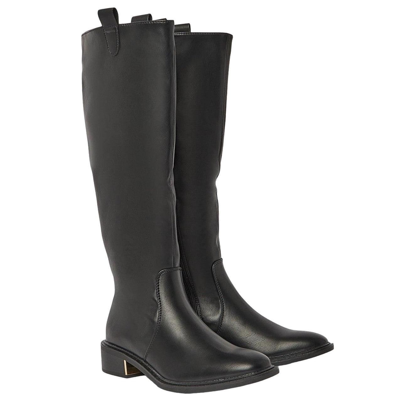 Black - Front - Principles Womens-Ladies Kandy Classic Suedette Knee-High Low Heel Riding Boots