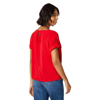 Red - Back - Dorothy Perkins Womens-Ladies Roll Sleeve Blouse