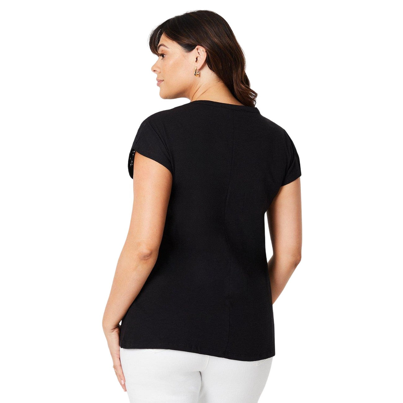 Black - Back - Dorothy Perkins Womens-Ladies Broderie Yoke Detail Plus Top