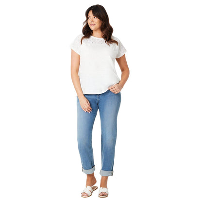 Ivory - Side - Dorothy Perkins Womens-Ladies Broderie Yoke Detail Plus Top