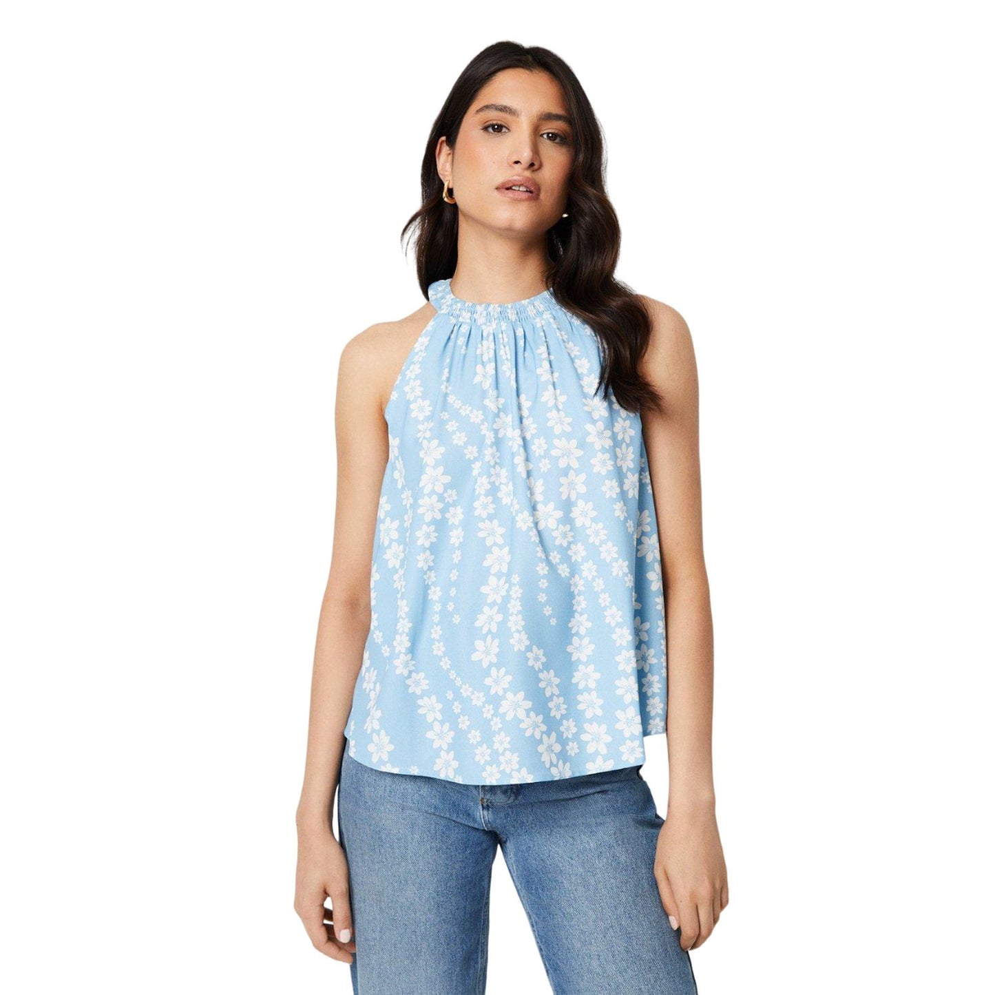 Blue - Front - Dorothy Perkins Womens-Ladies Shirred Halter Neck Top