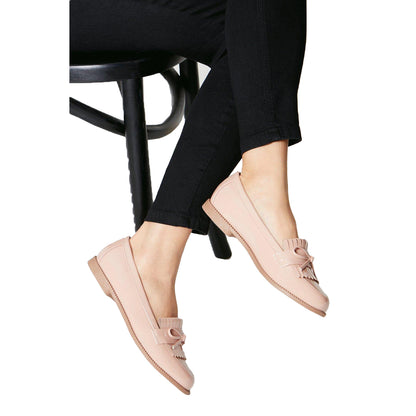 Blush - Side - Dorothy Perkins Womens-Ladies Loretta Tassel Wide Loafers