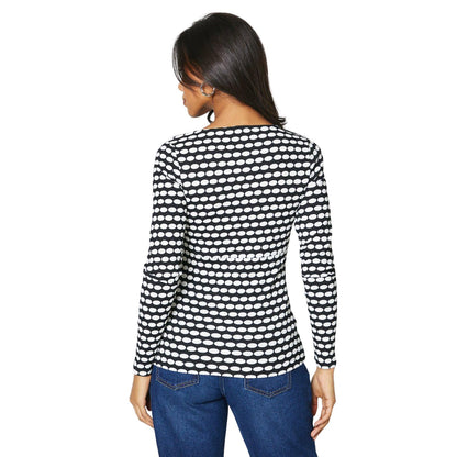 Black-White - Back - Dorothy Perkins Womens-Ladies Geometric Square Neck Long-Sleeved Top