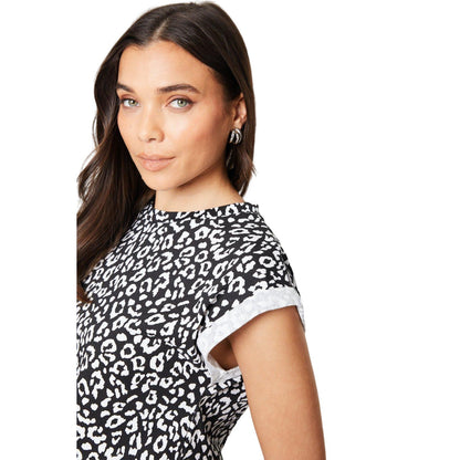 Black-White - Back - Dorothy Perkins Womens-Ladies Animal Print Petite T-Shirt