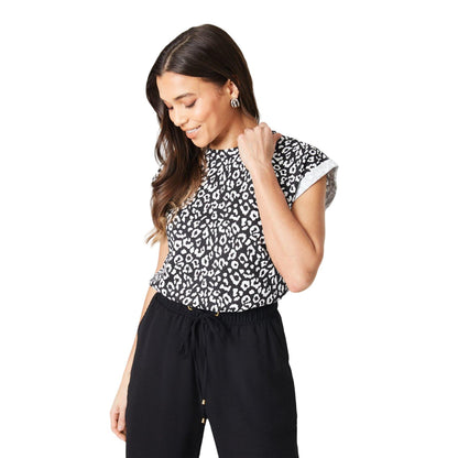Black-White - Front - Dorothy Perkins Womens-Ladies Animal Print Petite T-Shirt