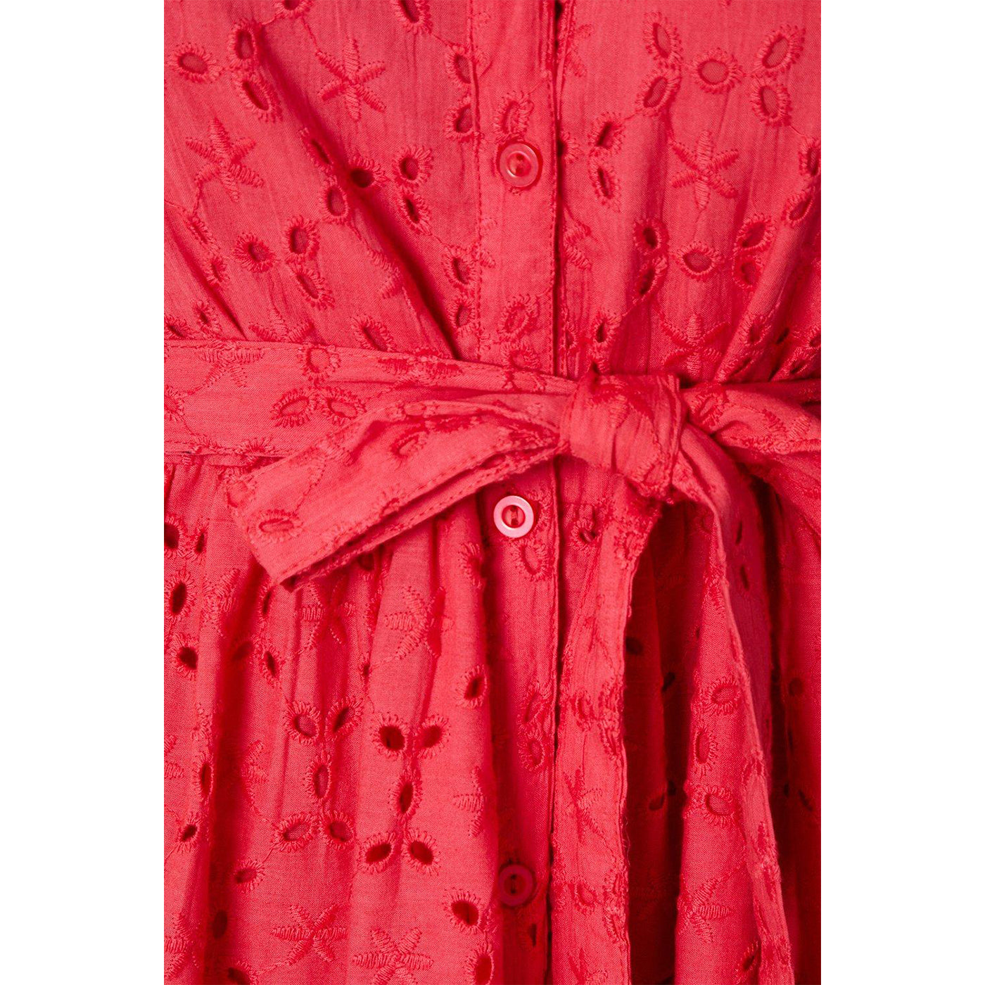 Hot Pink - Side - Dorothy Perkins Womens-Ladies Broderie Belt Midi Shirt Dress